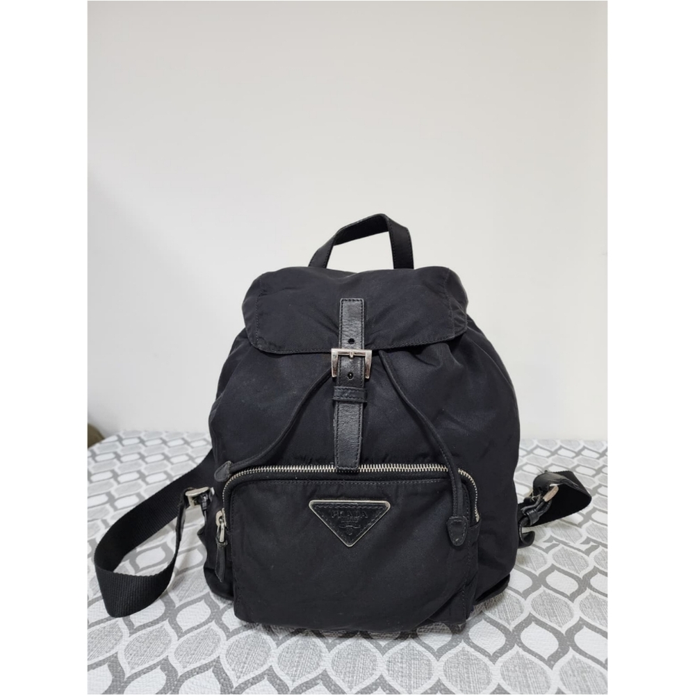 PRADA Vintage Tessuto Nylon Vela Cinch Backpack Black